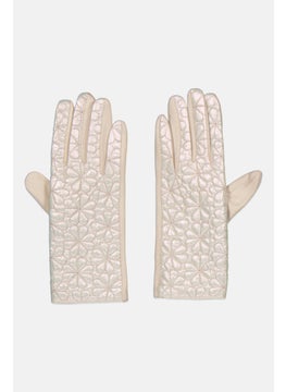 Justin Gregory Women 1 Pair Quilted Puffer Gloves, Beige  - Image 1