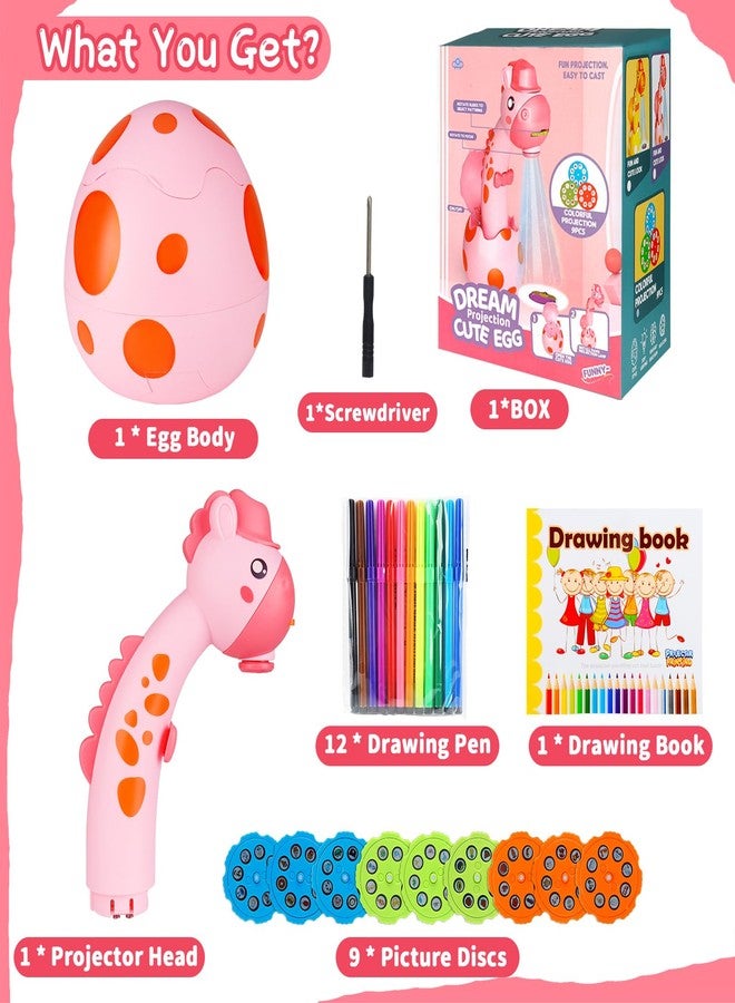 RNGODO Drawing Projector for Kids, Trace and Draw Projector Toy for Toddler Girls & Boys, Learning Art Children Drawing Projection with 72 Stencils and 12 Markers and 1 Art Book - Image 2