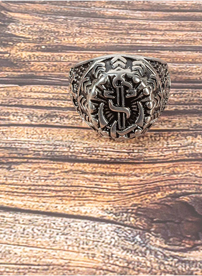 The Black Pearl Accessories Ship Anchor Silver Stainless Steel Ring For Him Size 9  - Image 2