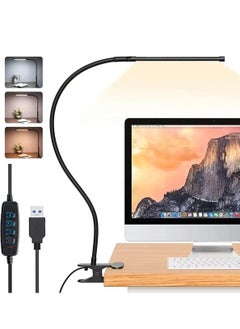 LOOPITYS 10W LED Desk Lamp with Clamp Dimmable Clip On Reading Light 10 Brightness Level 3 Lighting Modes Flexible Study Table Lamp USB  - Image 1