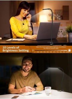 LOOPITYS 10W LED Desk Lamp with Clamp Dimmable Clip On Reading Light 10 Brightness Level 3 Lighting Modes Flexible Study Table Lamp USB  - Image 4