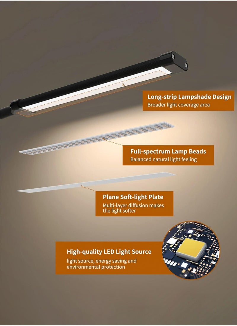 LOOPITYS - 10W LED Desk Lamp with Clamp Dimmable Clip On Reading Light 10 Brightness Level 3 Lighting Modes Flexible Study Table Lamp USB - Image 1