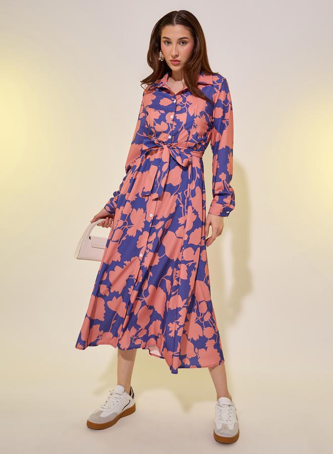Styli Floral Belted Dress - Image 1