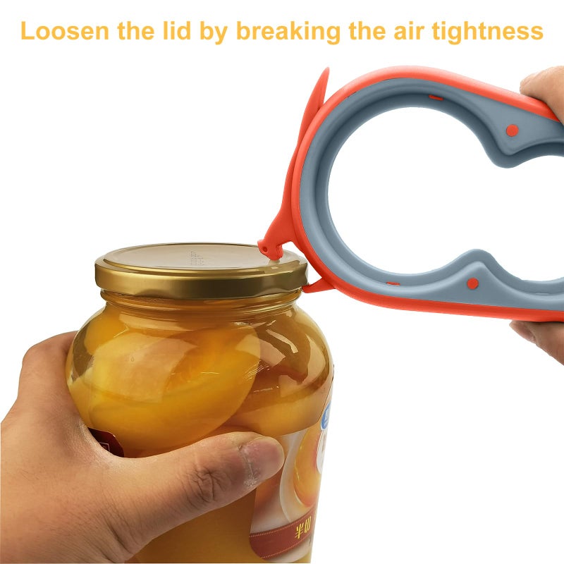 Otstar Jar Opener Bottle Opener and Can Opener for Weak hands, Seniors with Arthritis and Anyone with Low Strength, Mutil Jar Opener Get Lids Off Easily (Orange) - Image 4