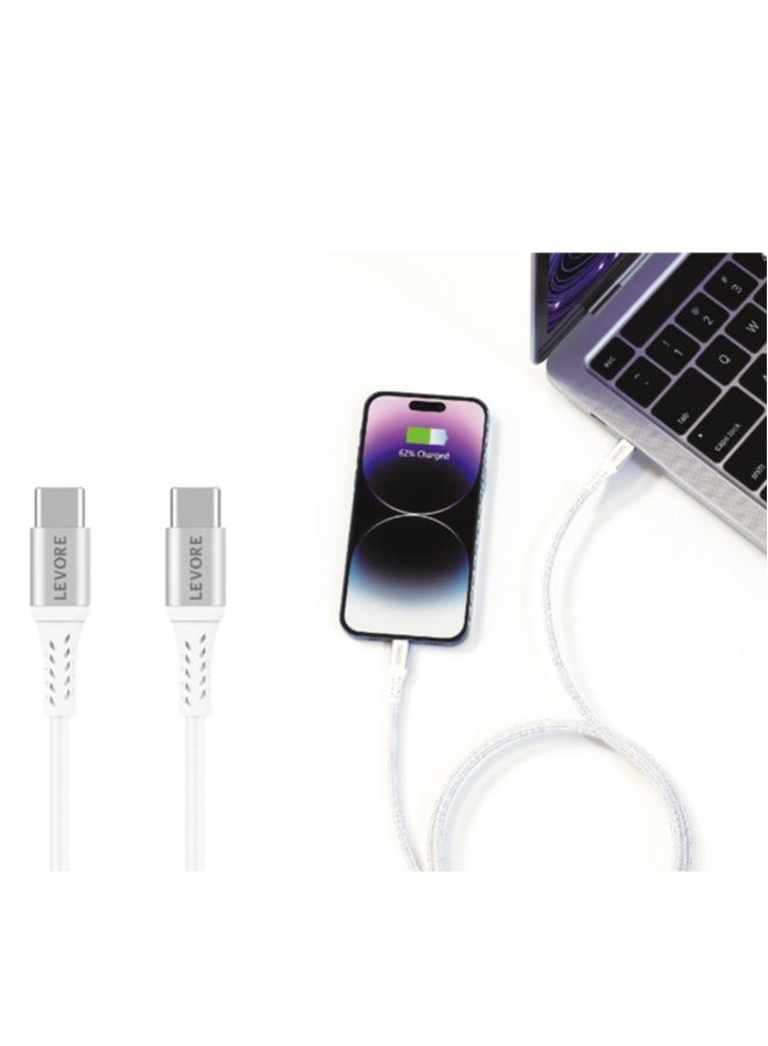 ليفور كابل USB C إلى USB C مضفر من النايلون بطول 1 متر من LEVORE - Image 3