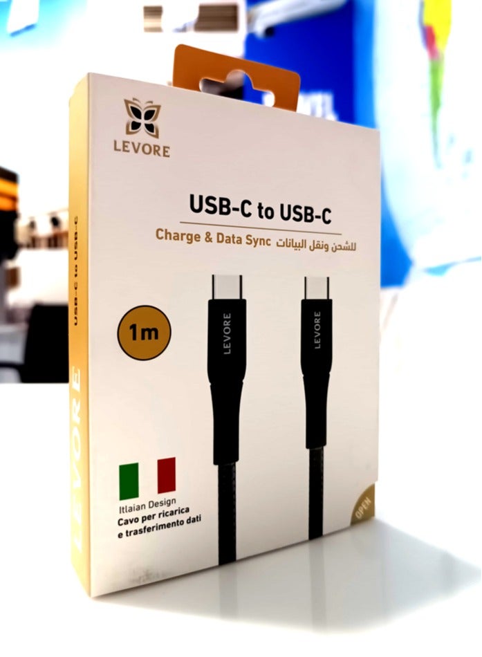 ليفور كابل USB C إلى USB C مضفر من النايلون بطول 1 متر من LEVORE - Image 4