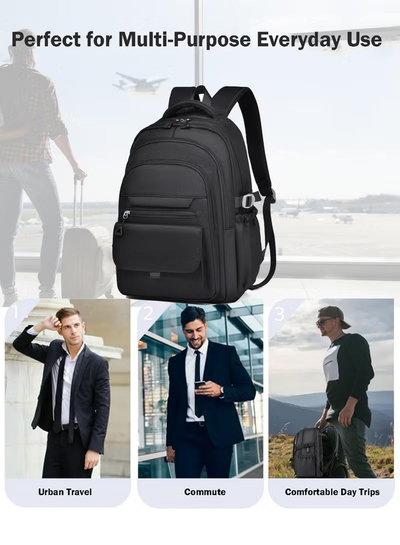 infino حقيبة ظهر أوكسفورد متعددة الاستخدامات - مقاومة للماء، تحتوي على حجرة لابتوب 15.6 بوصة، حقيبة يومية للاستخدام في المدرسة، السفر، العمل - أسود - Image 3
