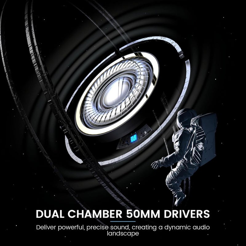 EKSA سماعة الألعاب StarEngine E5000S للكمبيوتر، PS4، PS5، سويتش، Xbox One، Xbox Series X/S - سماعات ألعاب سلكية مع ميكروفون قابل للفصل لإلغاء الضوضاء، محركات 50 مم، سماعات كمبيوتر فوق الأذن 3.5 مم - Image 2