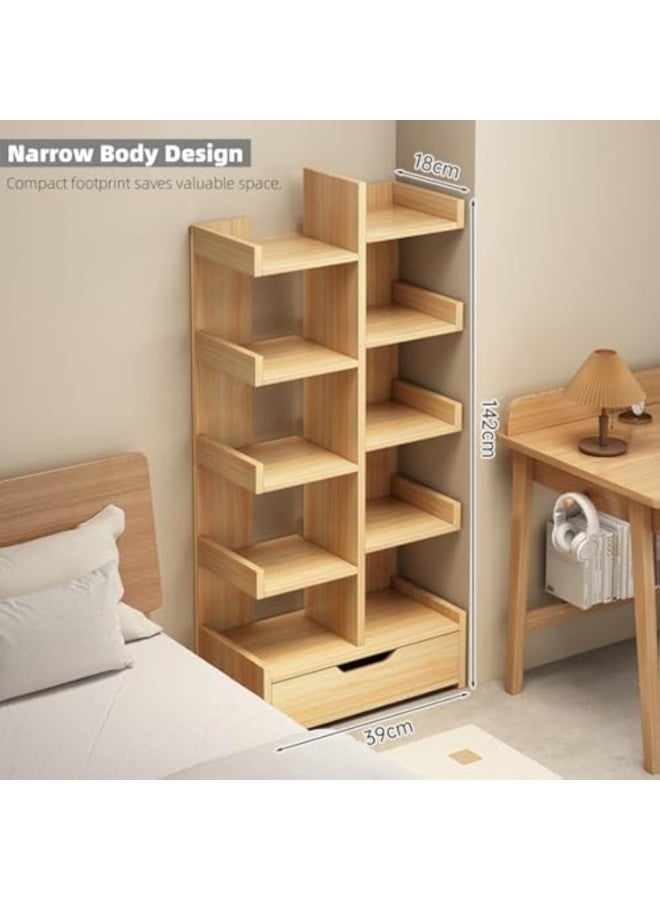 Arabest Tree Bookshelf, 10 Tier Bookshelves, Modern Floor Standing Bookshelf, Tall Bookcase Shelf Storage Organizer, Multifunctional Display Storage Shelves for Living Room, Bedroom, Office (walnut, 10tier) - Image 2