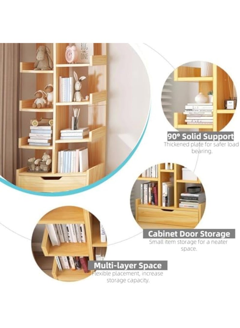 Arabest Tree Bookshelf, 10 Tier Bookshelves, Modern Floor Standing Bookshelf, Tall Bookcase Shelf Storage Organizer, Multifunctional Display Storage Shelves for Living Room, Bedroom, Office (walnut, 10tier) - Image 4