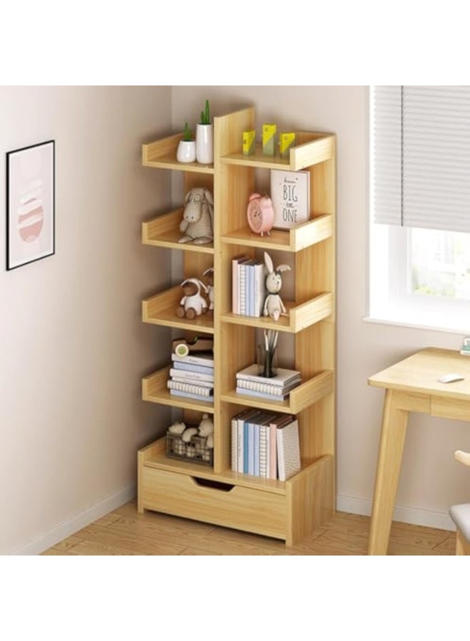 Arabest Tree Bookshelf, 10 Tier Bookshelves, Modern Floor Standing Bookshelf, Tall Bookcase Shelf Storage Organizer, Multifunctional Display Storage Shelves for Living Room, Bedroom, Office (walnut, 10tier) - Image 3