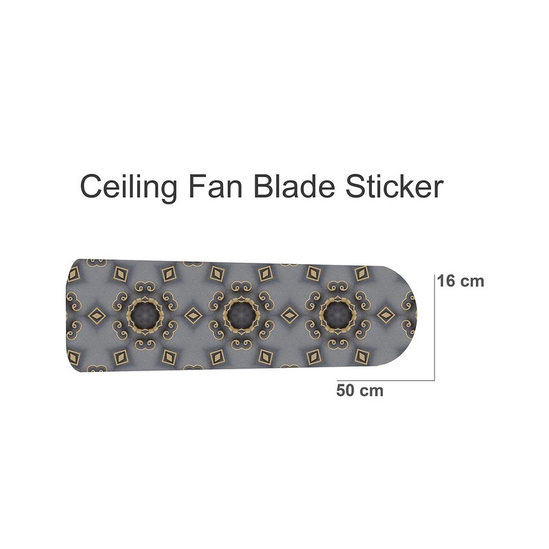 woopme Old Design Ceiling Or Roof Fan Blade Stickers for Living Kids Couple Bedroom Home Office Decor Vinyl Printed Fan Leaf Decal L X H 50 X 16 Cms each (5 pcs) - Image 3