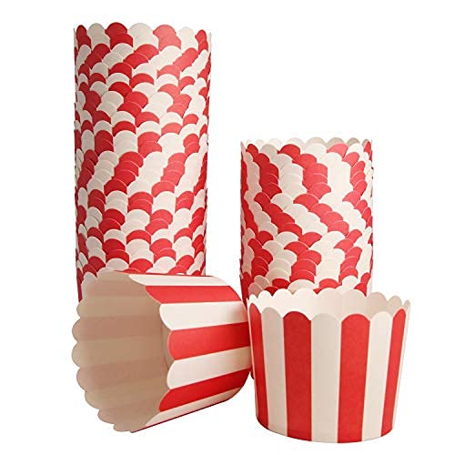 STARUBY 50Pack Muffin Cups Baking Paper Cup Cupcake Muffins Liners Red and White Stripes Baking Cups Bottom Dia 23 Inch 