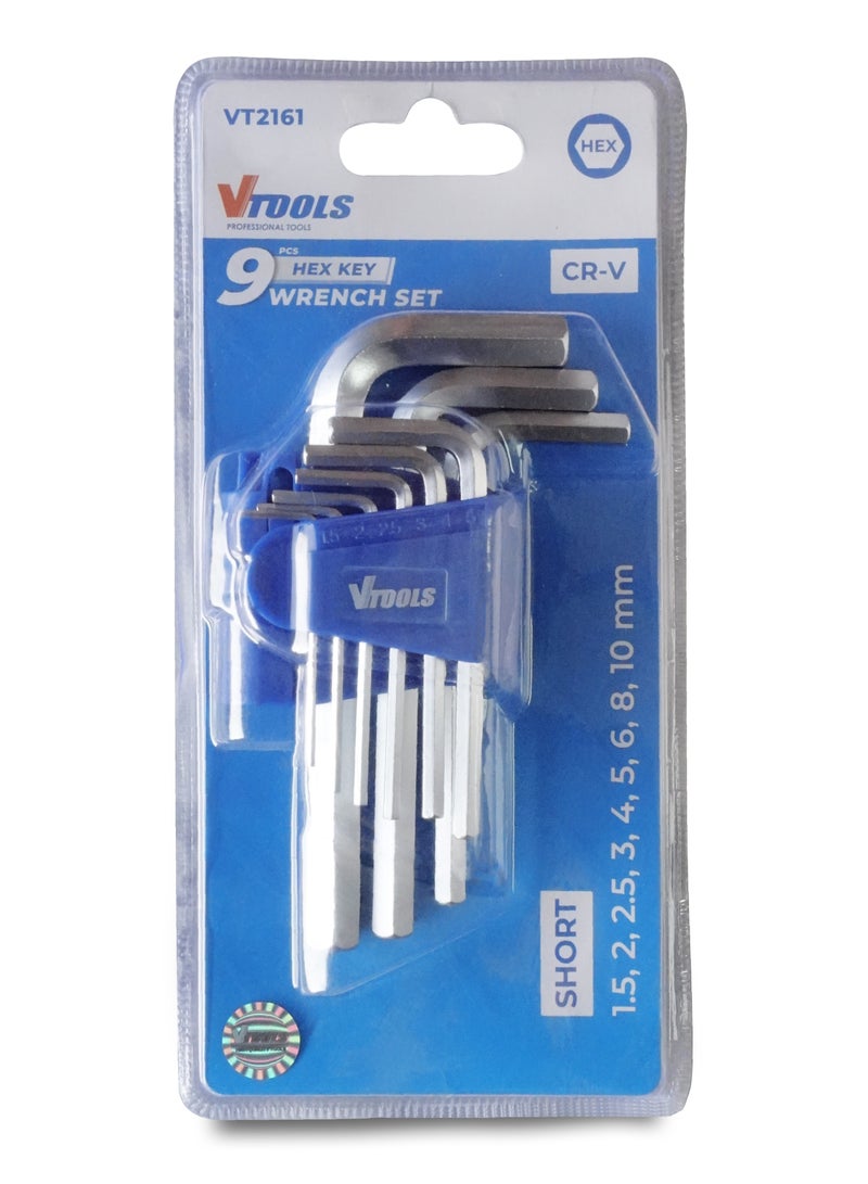 VTOOLS 9 Piece Hex Key Allen Wrench Set (1.5mm - 10.0mm) - Image 5