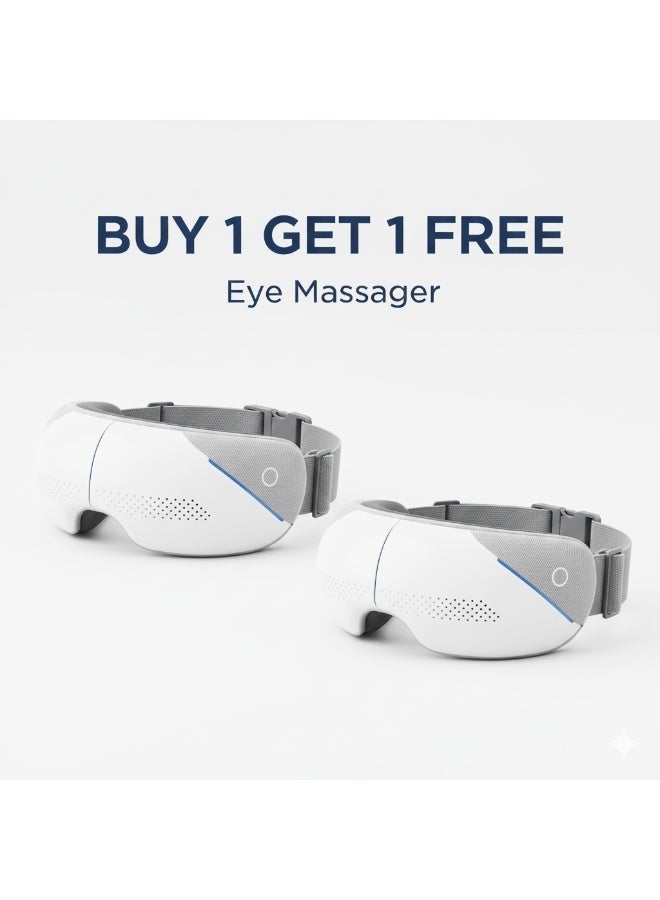 جهاز تدليك العين مع خاصية التسخين، والضغط الهوائي، وتشغيل الموسيقى عبر البلوتوث، وقابل لإعادة الشحن - يخفف إجهاد العين، والهالات السوداء، وانتفاخات العين، وجفاف العين، ويحسن النوم - احصل على واحد مجاناً - Image 1
