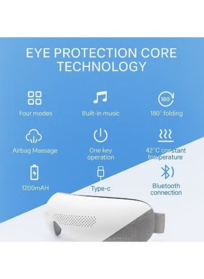جهاز تدليك العين مع خاصية التسخين، والضغط الهوائي، وتشغيل الموسيقى عبر البلوتوث، وقابل لإعادة الشحن - يخفف إجهاد العين، والهالات السوداء، وانتفاخات العين، وجفاف العين، ويحسن النوم - احصل على واحد مجاناً - Image 4