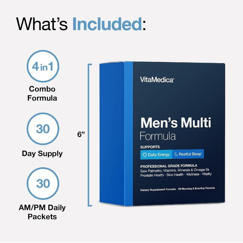 VitaMedica Mens Multivitamin with Prostate Health Support  Vitamins Minerals Omega3s and Saw Palmetto  Box of 30 Easy Daily Packs  Supports Natural Energy and Sleep  Muscle Joint Health - Image 5
