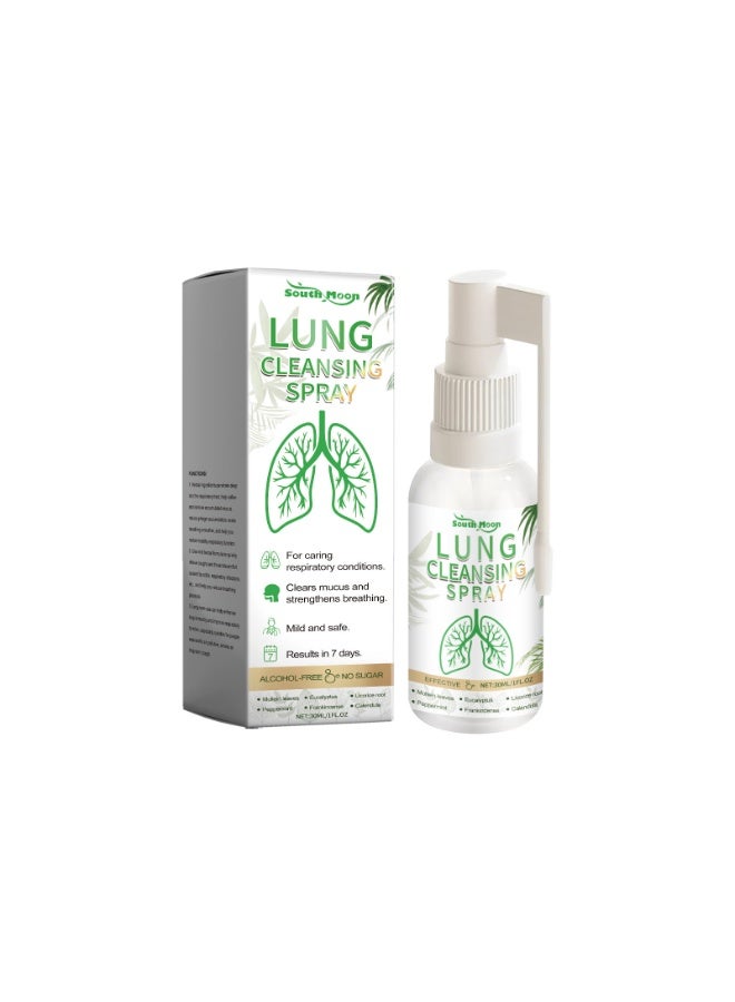 SOUTH MOON Lung Cleansing Spray,Natural Respiratory Cleanse Breathe Spray,Mullein Leaf Extract for Lungs,Herbal Spray Cleaning Spray,Breath Spray,Throat Spray,Lung Mucus Cleaner,Fresh Breath Spray,Lung Cleanser 30ml - Image 1