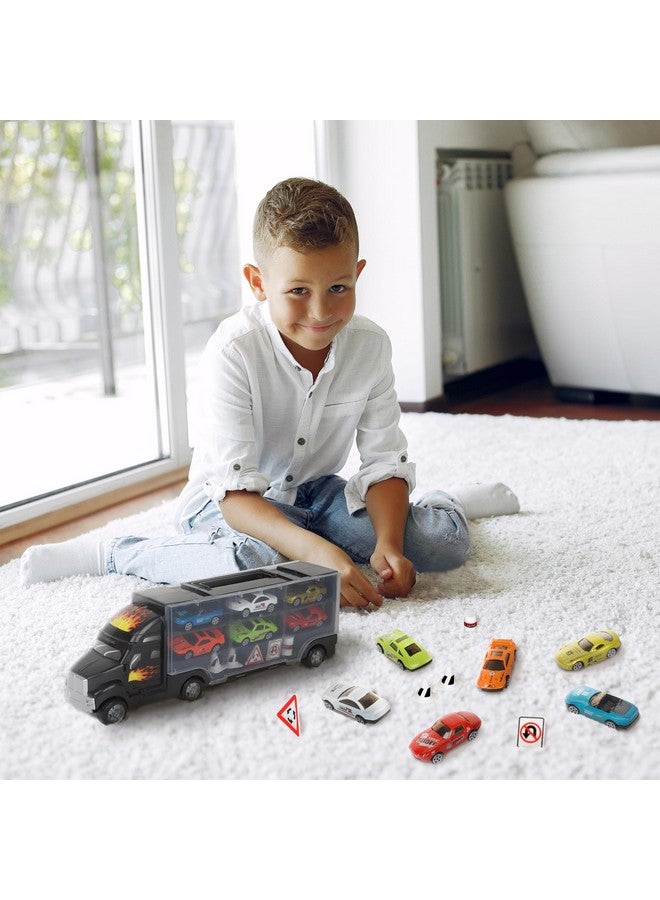 Playkidz Playkidiz Car Carrier Toy Trucks for Kids - Car Transporter Toys Truck Includes 6 Toy Cars and Accessories - Toy Car Carrier with 12 Car Slots Boys Girls - Image 5