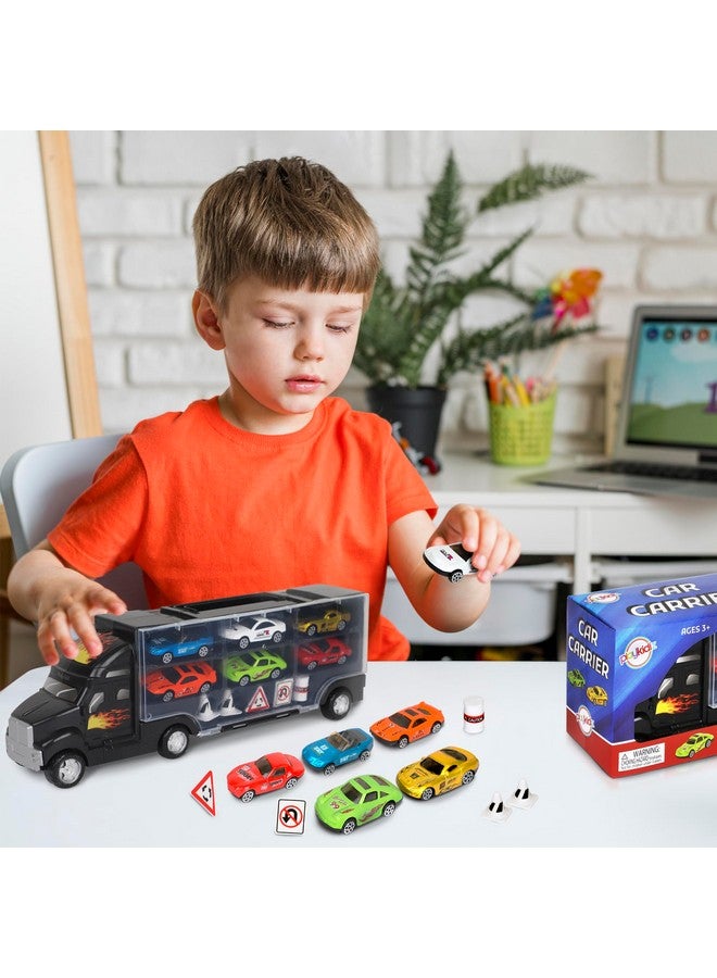 Playkidz Playkidiz Car Carrier Toy Trucks for Kids - Car Transporter Toys Truck Includes 6 Toy Cars and Accessories - Toy Car Carrier with 12 Car Slots Boys Girls - Image 4