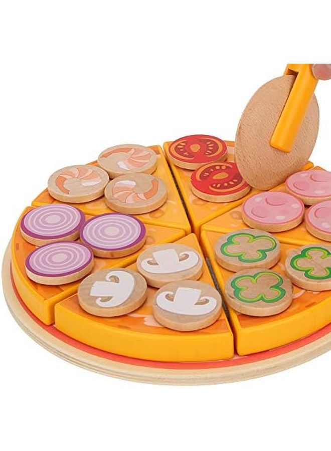 Pssopp Simulation Wooden Pizza Slice Toy Multifunctional Cutting Play Food Educational Kitchen Accessories - Image 3
