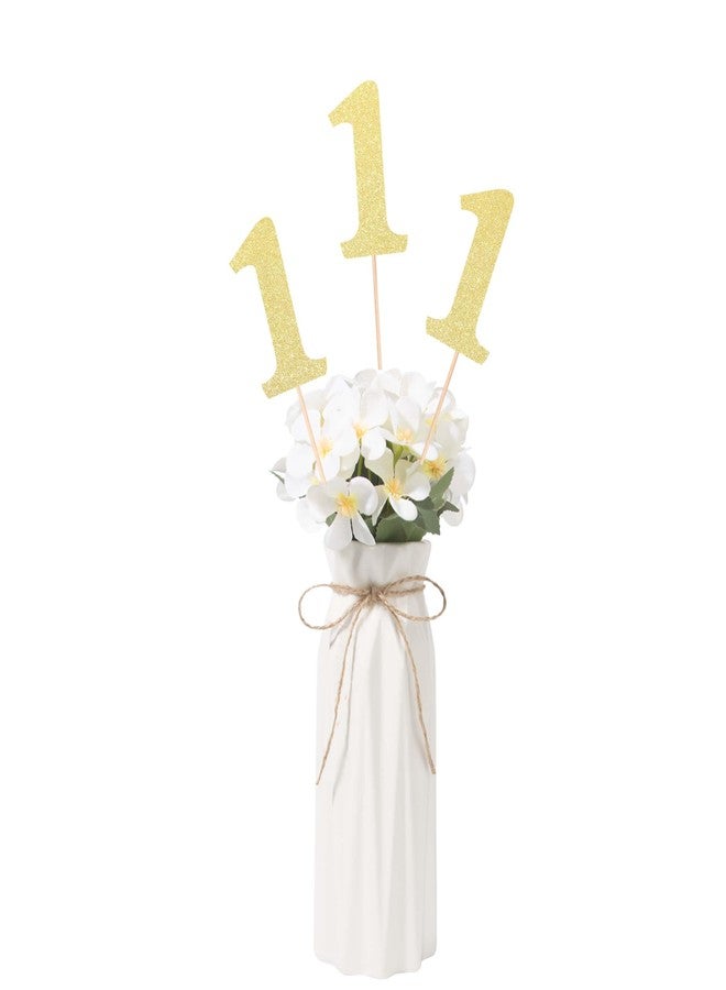Gexolenu 10 PCS Gold Double-Sided 1st Birthday Centerpieces for Tables, Glitter Age ONE Cake Picks Decor, First Happy Birthday Party Decorations Baby Shower Anniversary Party Supplies - Image 1