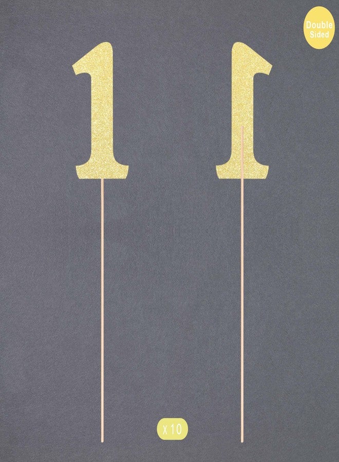 Gexolenu 10 PCS Gold Double-Sided 1st Birthday Centerpieces for Tables, Glitter Age ONE Cake Picks Decor, First Happy Birthday Party Decorations Baby Shower Anniversary Party Supplies - Image 3