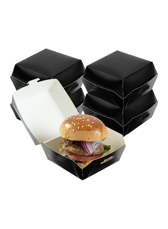Restaurantware 2.8 x 2.8 x 2 Inch Mini Burger Boxes, 100 Clamshell Food Containers - Hinged Lid, Disposable, Black Paper Take Out Boxes, For Appetizers Or Desserts, Serve Sliders or Finger Foods - Image 2