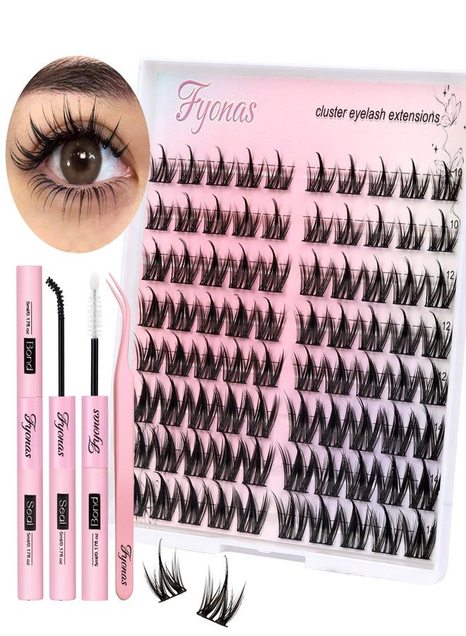 Fyonas Lash Clusters Kit Manga Eyelash Clusters Spiky Lash Extension Kit 80Pcs C Curl Natural Cluster Eyelash Extensions with Waterproof Lash Glue and Tweezers DIY at Home (Cutey Kit-A) - Image 1