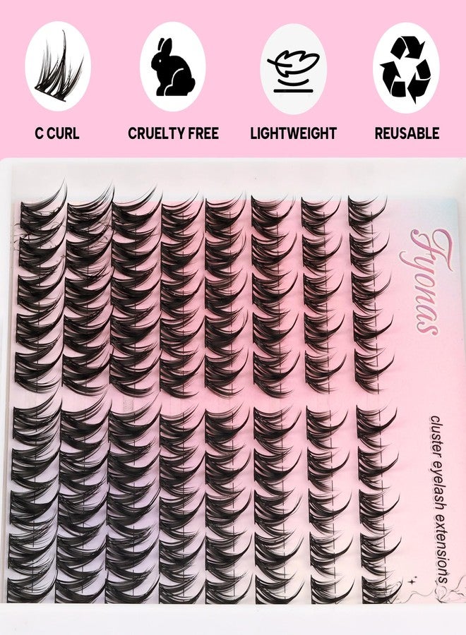 Fyonas Lash Clusters Kit Manga Eyelash Clusters Spiky Lash Extension Kit 80Pcs C Curl Natural Cluster Eyelash Extensions with Waterproof Lash Glue and Tweezers DIY at Home (Cutey Kit-A) - Image 4