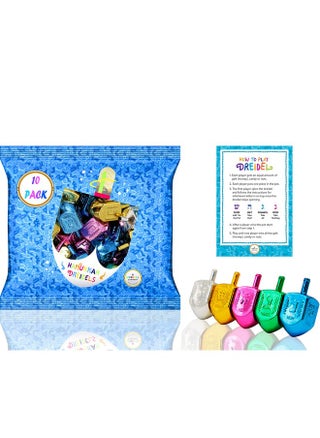 Hanukkah Dreidels Metallic Multi-Colored Dreidels With English Translation, Spinning Tops Includes Dreidel Game Instruction Card (10-Pack) - pzsku/Z09D1F9AB56066D14BA42Z/45/_/1733730285/4b8d20ca-154d-430c-9ad1-bb81e94218ea