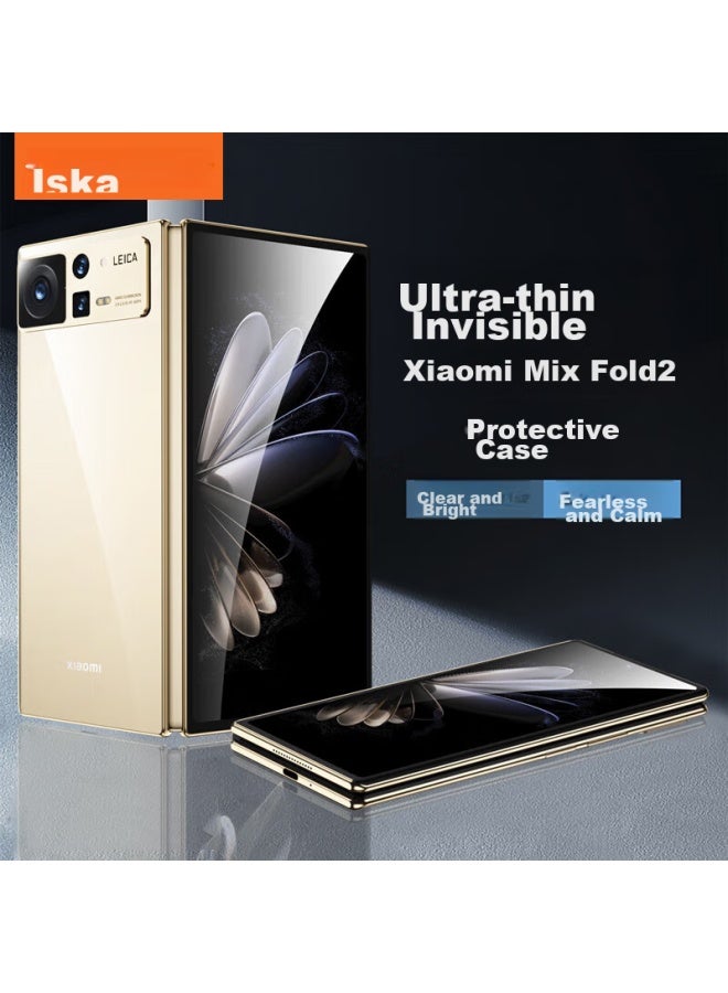 ISKA Yisika Compatible Xiaomi Mixfold2 Phone Case, Mixfold2 Foldable Screen Protective Cover, Full Protection Shockproof Ultra-thin Heat Dissipation Cool Transparent Hard Shell Simple Jk209 White - Image 1