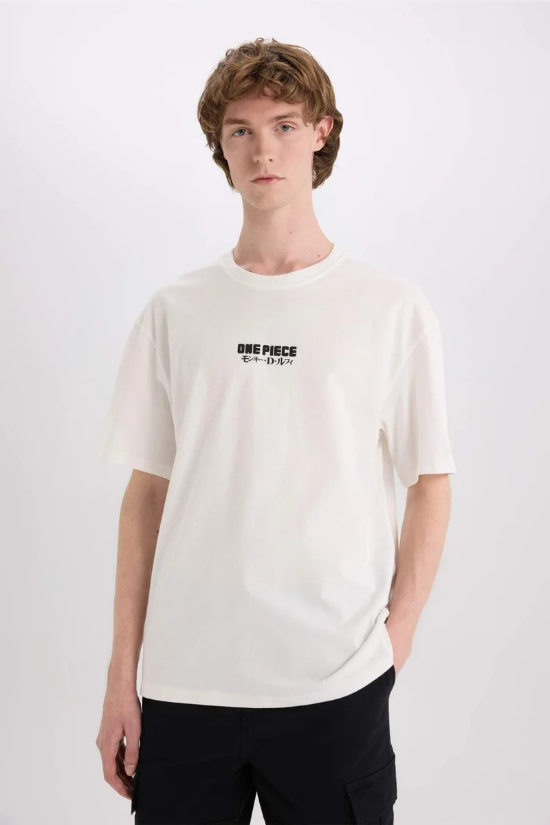 ديفاكتو One Piece Boxy Fit Crew Neck Back Printed T-Shirt