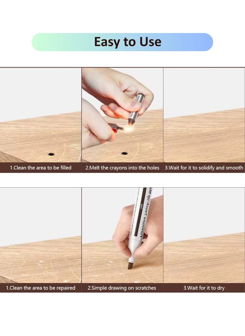 VIO Total Furniture Repair System Furniture Markers Furniture Repair Restore Kit 21 PCS Furniture Touch Up Set Wood Furniture Floor Doors Restoration Pack for Scratches Scuffs Nicks Cracks Discoloration with 10 Markers 10 Wax Stick Crayons 1 Sharpener Easy to Use Scratch Remover Scratch Corrector  - Image 3