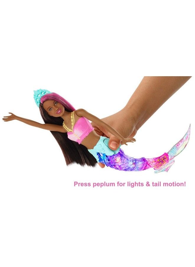 Barbie Dreamtopia Sparkle Lights Mermaid Doll With Swimming Motion And Underwater Light Shows Approx 12Inch With Pinkstreaked Brunette Hair Gift For 3 To 7 Year Olds  - Image 4