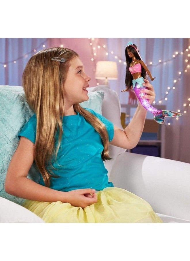 Barbie Dreamtopia Sparkle Lights Mermaid Doll With Swimming Motion And Underwater Light Shows Approx 12Inch With Pinkstreaked Brunette Hair Gift For 3 To 7 Year Olds  - Image 3