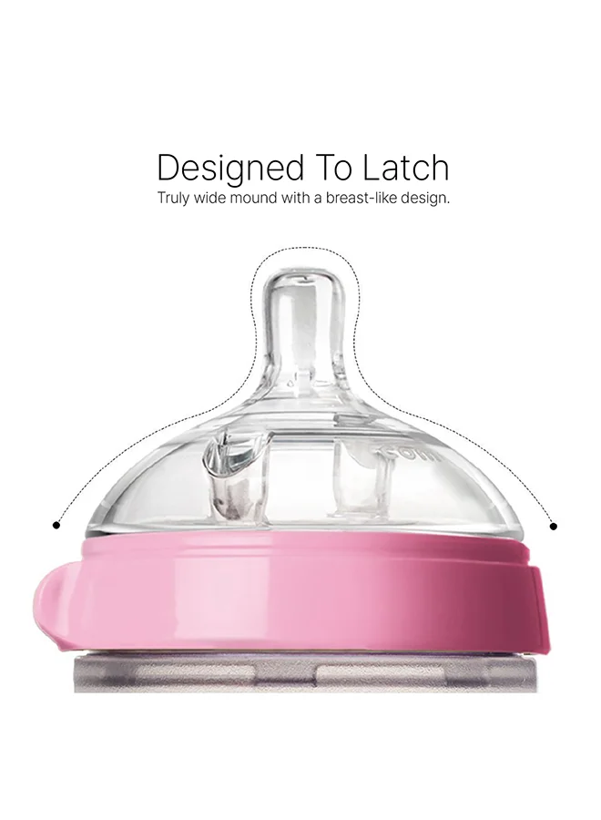 comotomo Natural Feel Baby Bottle 150 ML With Pack Of 2 Natural Teat Silicone Nipples, 2 Holes With Medium Flow,  3 Months +