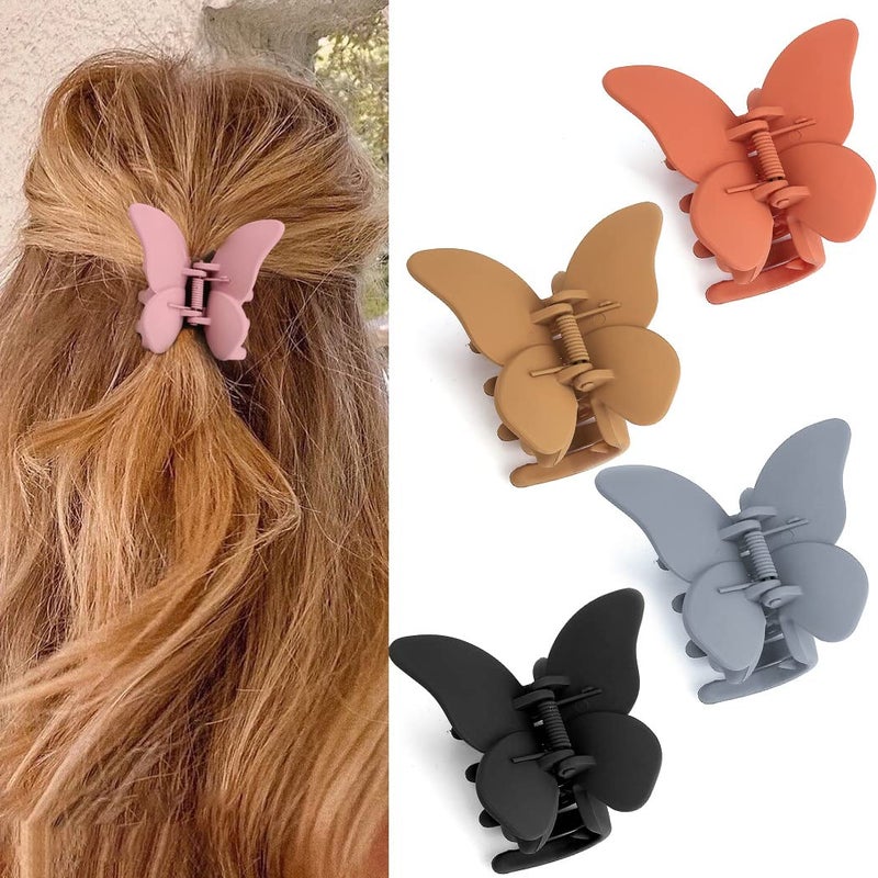 Canitor Butterfly Hair Clips for Women  Matte Big Butterfly Clips for Thick and Thin Hair 4PCS Cute Medium Clips