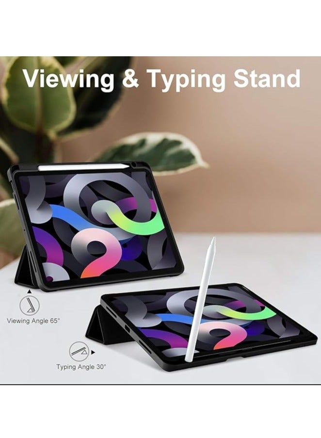 FOCUS Compatible with iPad Air 11 Inch (M2) 2024 Case, Trifold Stand Smart Cover Auto Wake with Pencil Holder Soft TPU Back for iPad Air 11 Inch Pink - Image 5