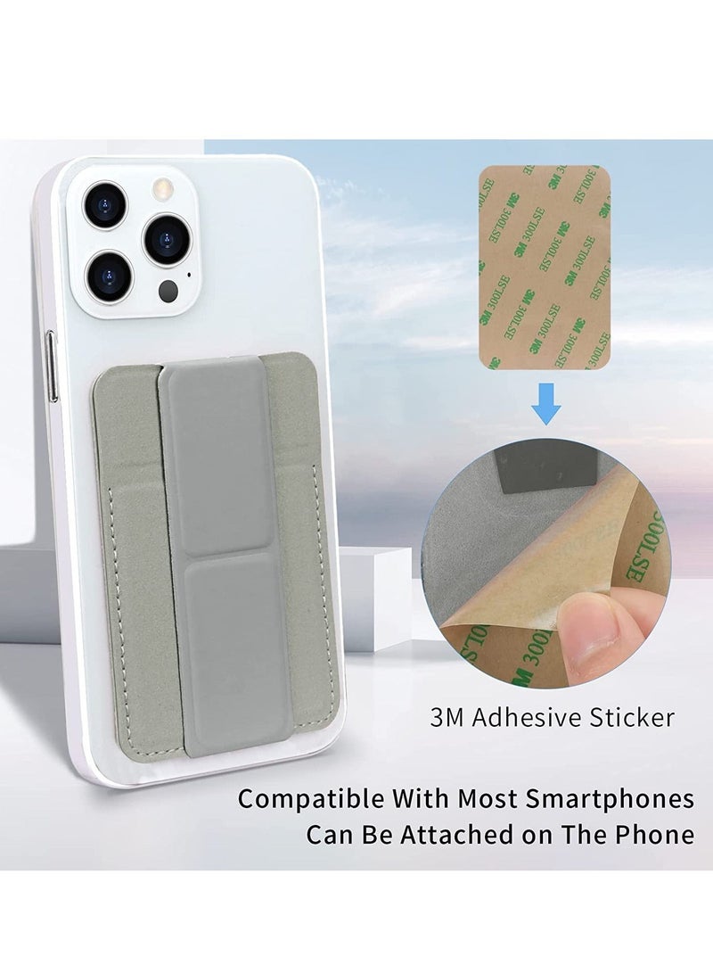 كابتن تيك Card Holder with Stand for Back of Phone, Universal Self-adhesive PU Leather Credit Cards Holder Wallet for Cell Phone Smart Phone Grey - Image 4