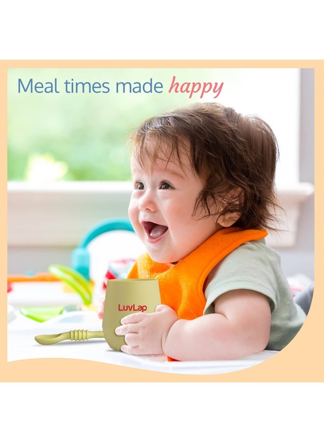 Luvlap Silicone Baby & Toddler Training Cup & Spoon, 100% Food Grade Silicone, Unbreakable, BPA & Plastic Free, Baby Led Weaning Utensil, Baby Shower Gift - Image 4