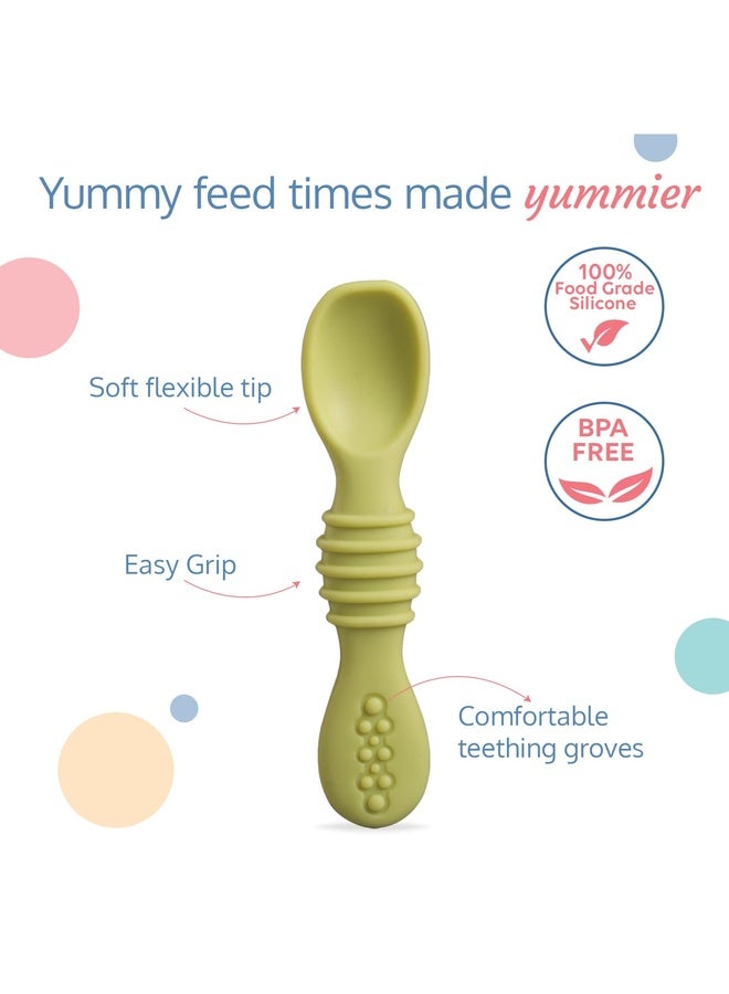 Luvlap Silicone Baby & Toddler Training Cup & Spoon, 100% Food Grade Silicone, Unbreakable, BPA & Plastic Free, Baby Led Weaning Utensil, Baby Shower Gift - Image 3