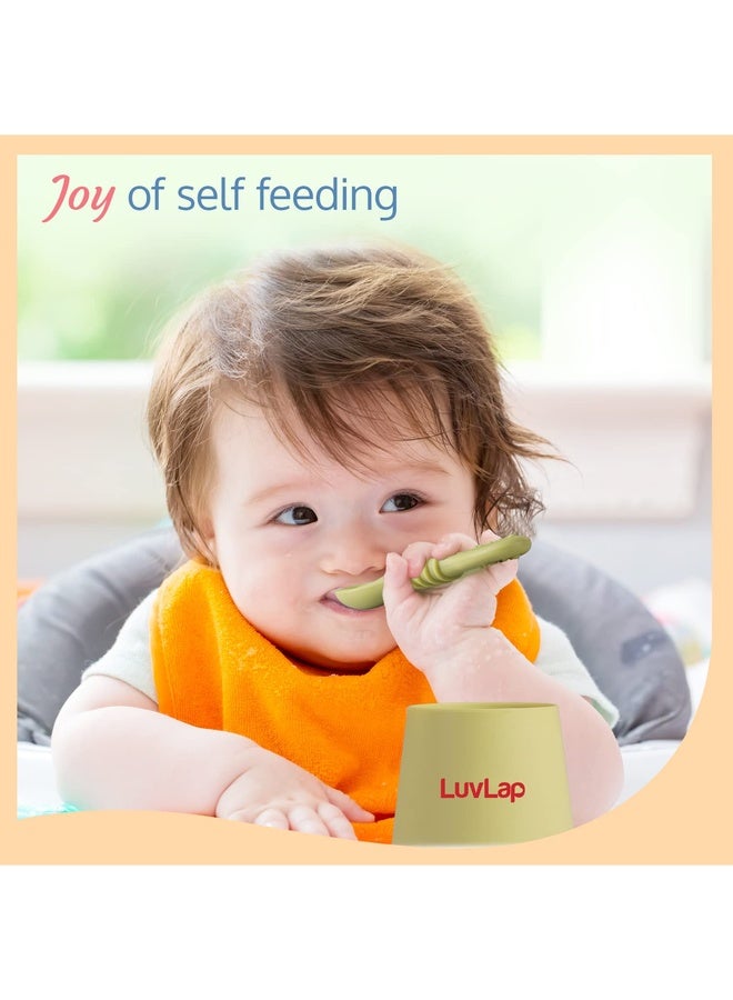 Luvlap Silicone Baby & Toddler Training Cup & Spoon, 100% Food Grade Silicone, Unbreakable, BPA & Plastic Free, Baby Led Weaning Utensil, Baby Shower Gift - Image 5