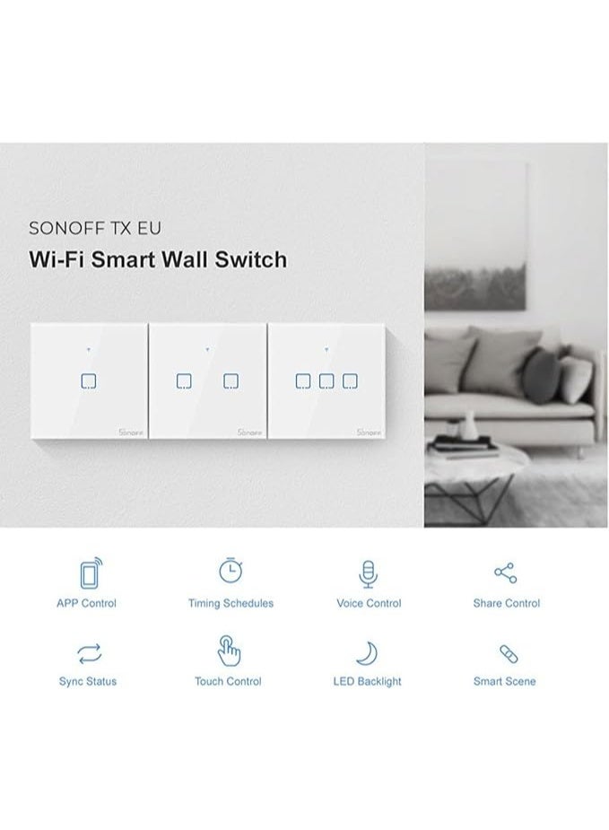 Sonoff Touch Switch T2EU 2C WiFi Brand, White - Image 4