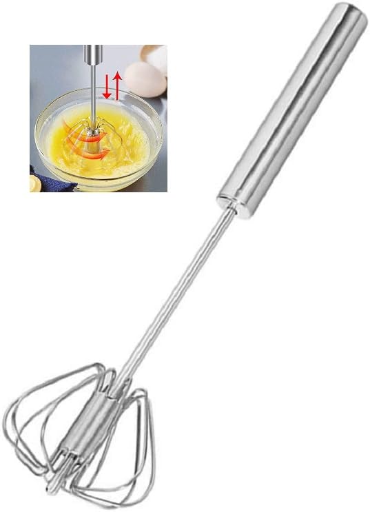 AD GROW AD GROW Egg Whisk SemiAutomatic Egg Beater Milk FrotherStainless Steel Small Egg Whisk Hand Mixer for Kitchen UsePack of1  - Image 1