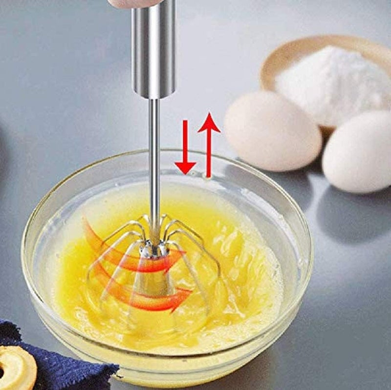 AD GROW AD GROW Egg Whisk SemiAutomatic Egg Beater Milk FrotherStainless Steel Small Egg Whisk Hand Mixer for Kitchen UsePack of1  - Image 4