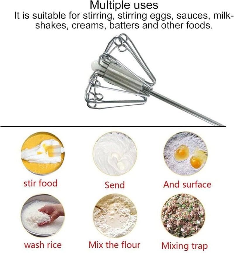 AD GROW AD GROW Egg Whisk SemiAutomatic Egg Beater Milk FrotherStainless Steel Small Egg Whisk Hand Mixer for Kitchen UsePack of1  - Image 5