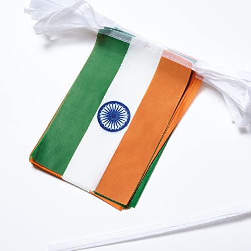 WXTWK India Flags Indian Small Mini Pennant String Banner Flag Festival Decorations(50 Feet 38 Flags) - Image 3