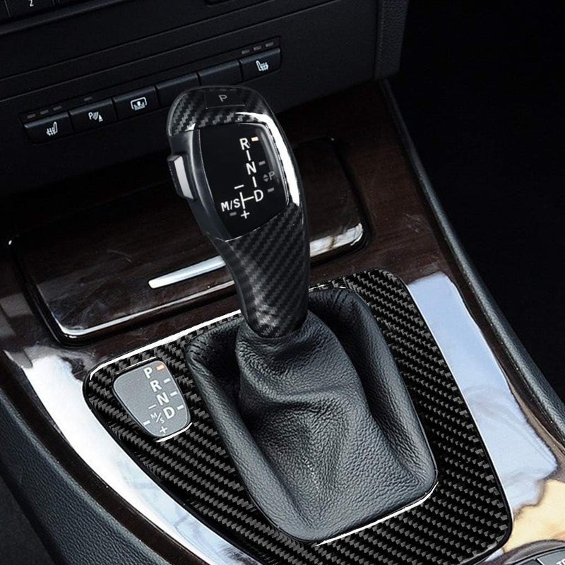 cheekyglo LED Ger Shift Kno with Trim Ger Cover Kno, utomtic Stick Shift Kno LED Cron Fiber Ger Car Shift Head Kno Shift Lever Fit for MWE90 E91 E92 E93 E84 X1 E81 E87 E89 Z4-E90 - Image 1