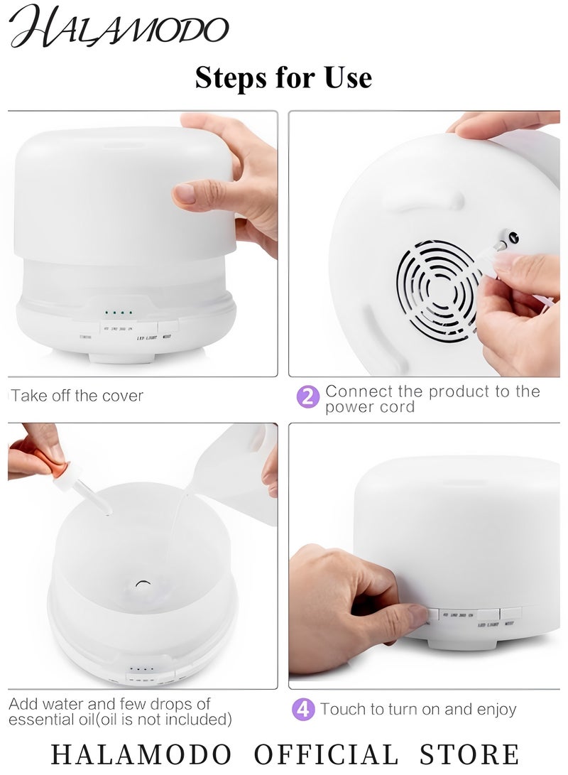 HALAMODO 500ml Essential Oil Diffuser Premium Ultrasonic Aromatherapy Fragrant Oil Humidifier Vaporizer & Timer for Bedroom Home Office Travel  - Image 5